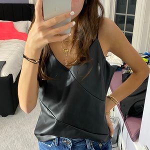 Black leather cami